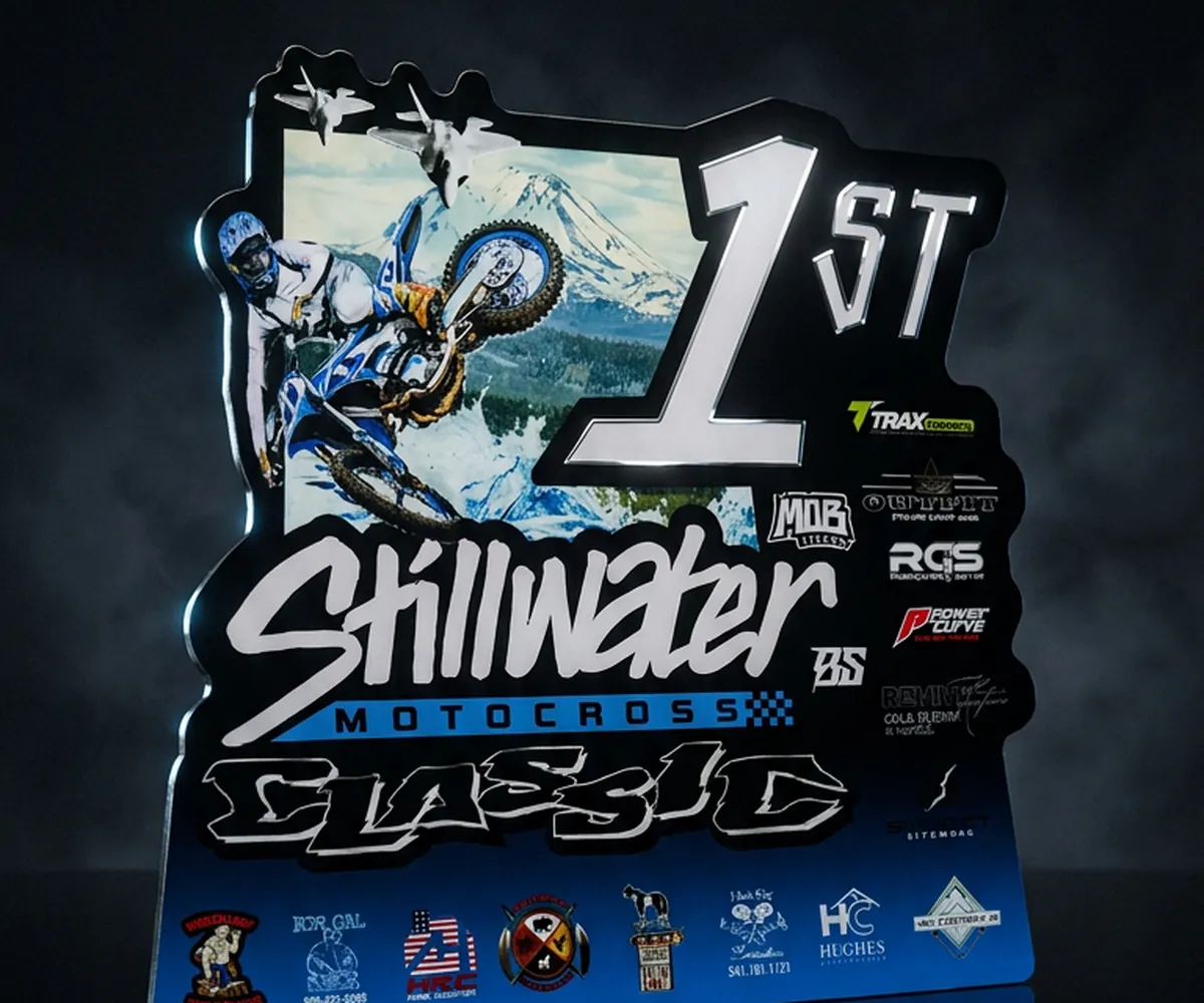 Stillwater Motocross Classic 1st place custom acrylic award plate