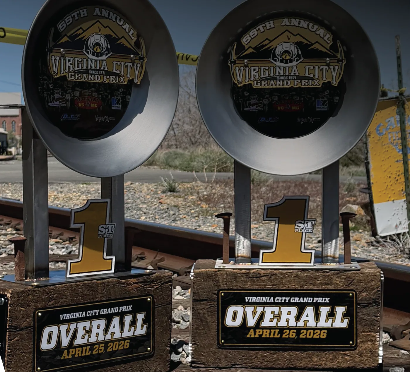 Custom fabricated Virginia City Grand Prix overall trophies