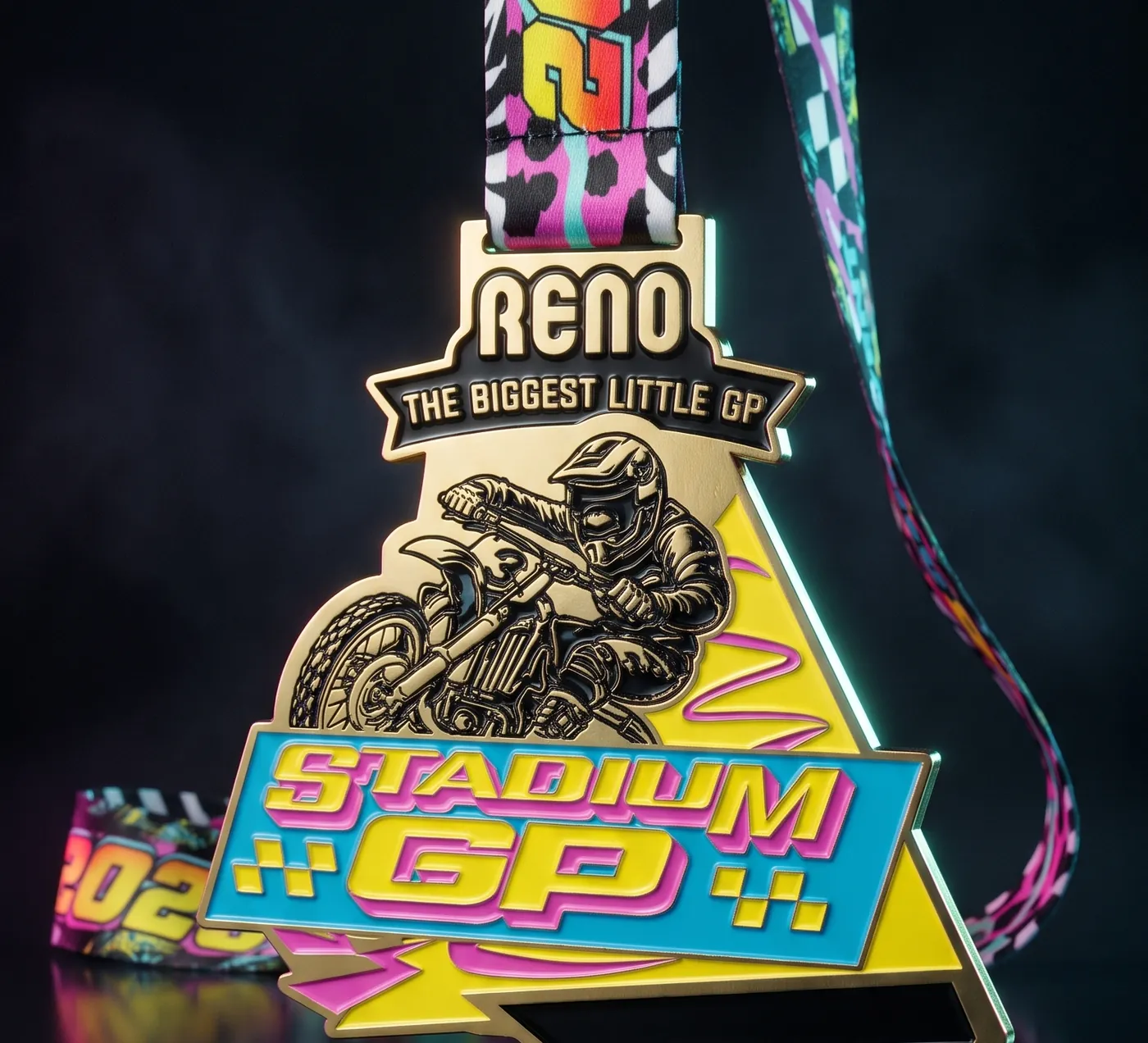 Custom finisher medals with printed neck ribbons